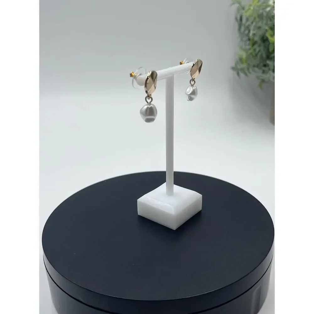 J. Crew White Faux Pearl Dangle Gold Tone Earrings‎
